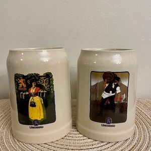 VTG 70s Löwenbräu Beer Stein Set